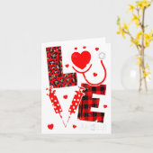 Love Nurse Life Valentine Day Leopard Plaid Red He Karte (Gelbe Blume)