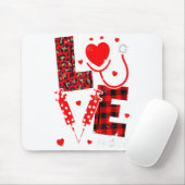 Love Nurse Life Valentine Day Leopard Plaid Red He Mousepad (Mit Mouse)