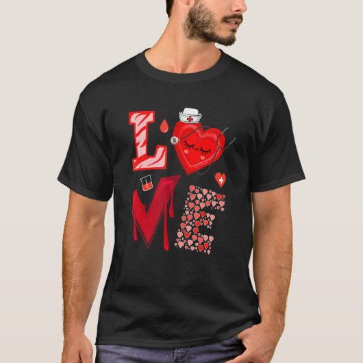 Love Nurse Red Heart Happy Valentine's Day T-Shirt (Vorderseite)