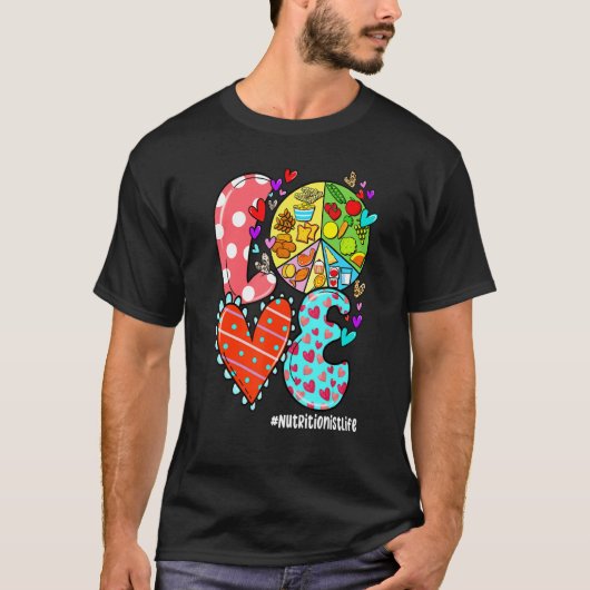 LOVE Nutritionist Life Leopard Heart Valentine's D T-Shirt (Vorderseite)