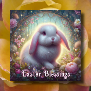 Love Oared Bunny Pink Floral Art Nouveau Oster Feiertagskarte