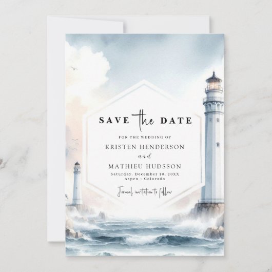 Love Oceanic Elegance Hochzeitsfeier Save The Date (Vorderseite)