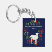 Love One Another | Lamb & Floral Acrylic Keychain Schlüsselanhänger (Vorderseite links)