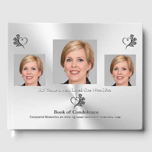 Love One, Heart and Rose - Condolence Book Gästebuch (Vorderseite)