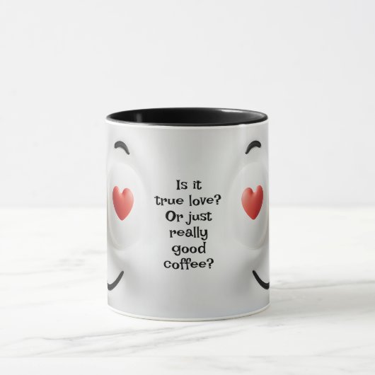 Love or Coffee? Add Name Message, Expressive Face Tasse (Zentrum)