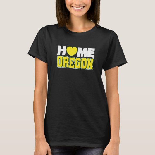 Love Oregon Green & Yellow Oregon Heart Hometown L T-Shirt (Vorderseite)