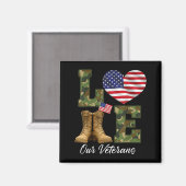 Love Our Veterans Day Proud Military American Flag Magnet (Vorderseite/Rückseite)