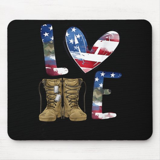 Love Our Veterans Day Proud Military American Flag Mousepad (Vorne)
