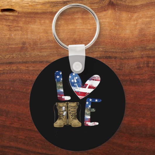 Love Our Veterans Day Proud Military American Flag Schlüsselanhänger (Vorderseite)