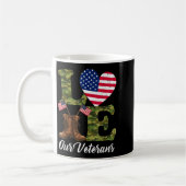 Love Our Veterans Usa Flag Heart Patriotic Army Mi Kaffeetasse (Links)