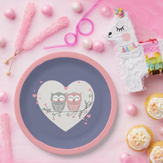 Love Owls Valentines Pappteller (Party)