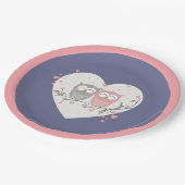 Love Owls Valentines Pappteller (Schrägansicht)