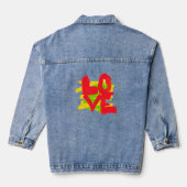 Love Paint Brushes Colorful Long Sleeve Jeansjacke (Rückseite)