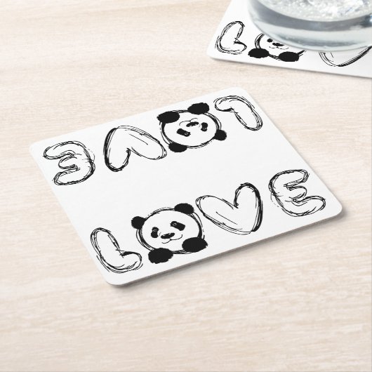 Love Panda Rechteckiger Pappuntersetzer (angewinkelt)
