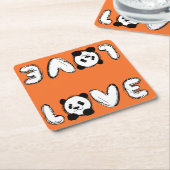 Love Panda Rechteckiger Pappuntersetzer (angewinkelt)