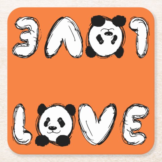 Love Panda Rechteckiger Pappuntersetzer (Vorderseite)