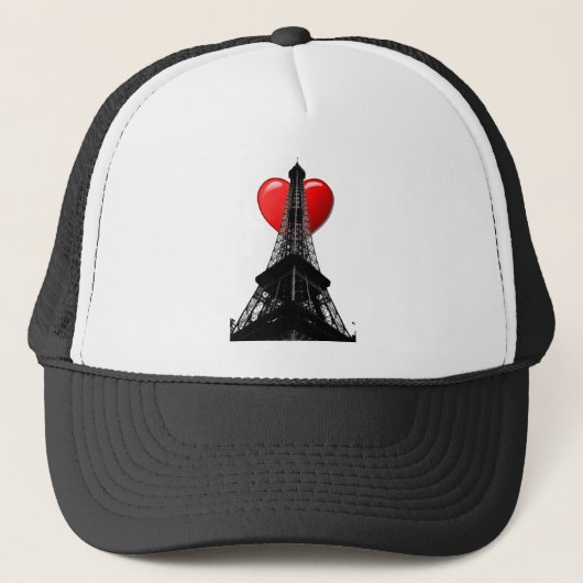 Love Paris Hat Truckerkappe (Vorderseite)