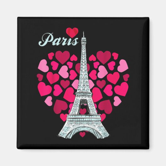 Love Paris Heart Eiffel Tower Souvenir France Fren Magnet (Vorne)