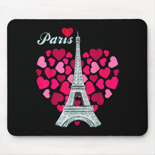 Love Paris Heart Eiffel Tower Souvenir France Fren Mousepad (Vorne)