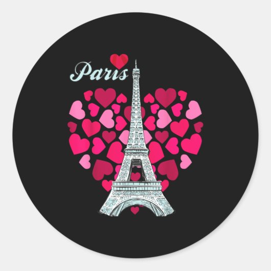 Love Paris Heart Eiffel Tower Souvenir France Fren Runder Aufkleber (Vorderseite)