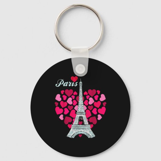 Love Paris Heart Eiffel Tower Souvenir France Fren Schlüsselanhänger (Vorderseite)