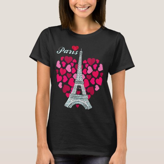 Love Paris Heart Eiffel Tower Souvenir France Fren T-Shirt (Vorderseite)