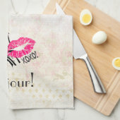 Love Paris with Eiffel Tower on Vintage Küchentuch (Viertel Falte)