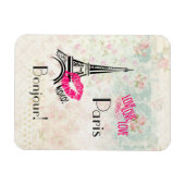 Love Paris with Eiffel Tower on Vintage Magnet (Horizontal)