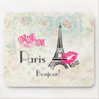 Love Paris with Eiffel Tower on Vintage