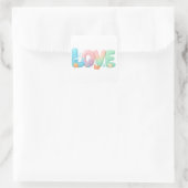 Love Pastel Ocean Glossy Word Quadratischer Aufkleber (Tasche)