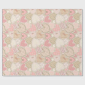 Love Patchwork Rosa Herzen & Bows Girly Geschenkpapier (Flach)