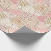 Love Patchwork Rosa Herzen & Bows Girly Geschenkpapier (Ecke)