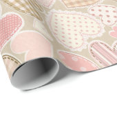 Love Patchwork Rosa Herzen & Bows Girly Geschenkpapier (Rolleneckpunkt)