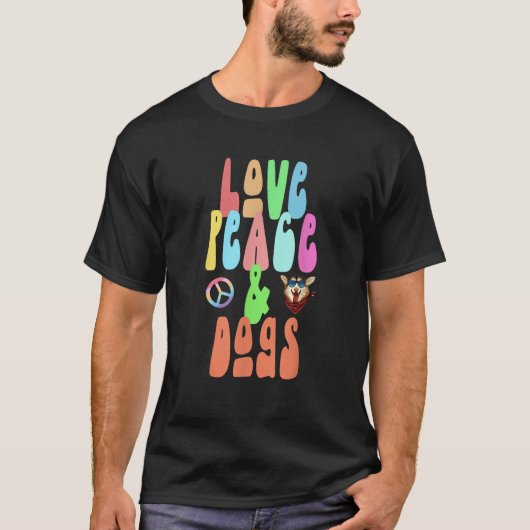 Love Peace and Dogs fun hippie costume T-Shirt (Vorderseite)