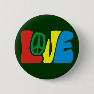 Love Peace Hippie Button