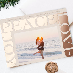 LOVE PEACE JOY Bilderrahmen blassrosa Rosen-Gold Folien Feiertagskarte