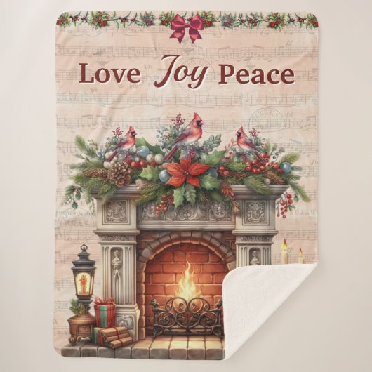 Love, Peace, Joy: Cozy Sherpa Blanket Sherpadecke (Vorderseite)