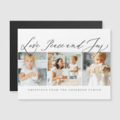 Love Peace & Joy Modern Chic Foto Holiday Magnetkarte (Vorne/Hinten)