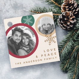 Love peace snowflakes red green photo holiday geschenkanhänger