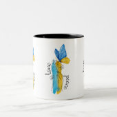 Love, Peace Ukraine Zweifarbige Tasse (Mittel)