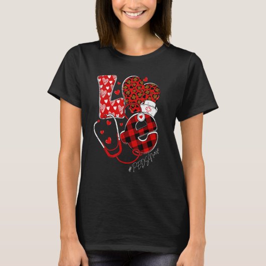 LOVE Pediatric Nurse PEDS Valentine's Day Nursing  T-Shirt (Vorderseite)