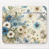 Love Personalisierte Multicolor Blue Florals Mousepad (Vorne)