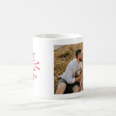 Love Photo Red Stamp Script Lettering Valentines Kaffeetasse (Mittel)