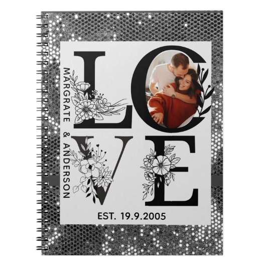 Love photo simple modern personalised gift silver notizblock (Vorderseite)