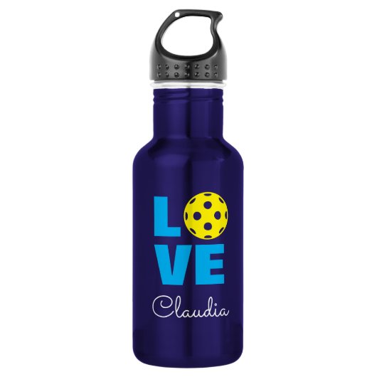 LOVE Pickleball-Wasserflasche mit individuellem Na Edelstahlflasche (Vorderseite)