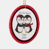 Love Pinguin Couple Weihnachtsdekoration Keramik Ornament (Rechts)
