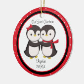 Love Pinguin Couple Weihnachtsdekoration Keramik Ornament (Links)