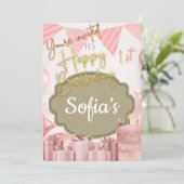 Love Pink Happy1st Birthday Einladung (Stehend Vorderseite)