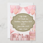 Love Pink Happy1st Birthday Einladung (Rückseite)