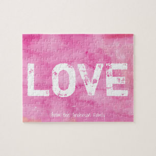 LOVE Pink Personalized Family Valentine's Day Puzzle